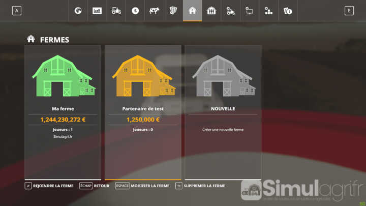 Chaque joueur possède sa propre ferme, son propre équipement et ses propres finances.