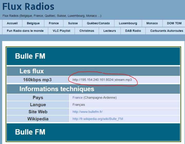 bulle fm flux radio