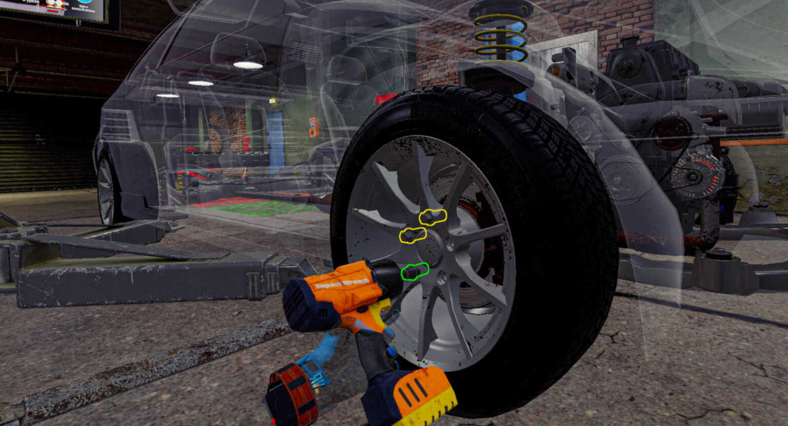 car mechanic vr garage demontage roue