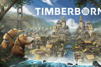 Timberborn landscape key art logo FHD